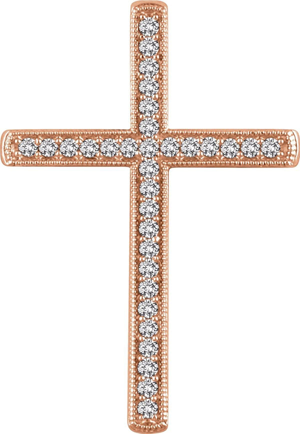 Diamond Chapel Cross 14k Rose Gold Pendant (.5 Ctw, H+ Color, I1 Clarity)