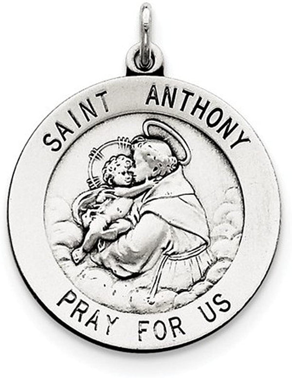 Sterling Silver Antiqued Saint Anthony Medal (35X25MM)