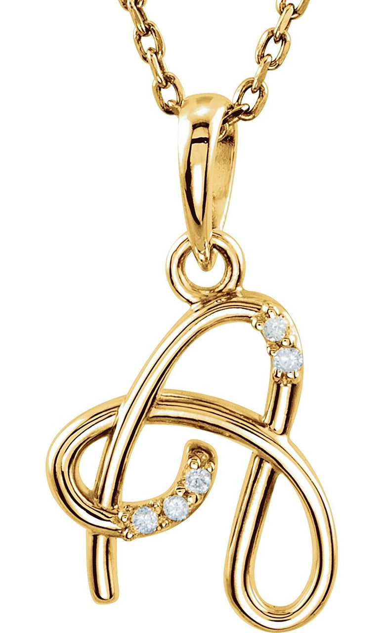 5-Stone Diamond Letter 'A' Initial 14k Yellow Gold Pendant Necklace, 18" (.03 Cttw, GH, I1)