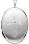 Oval Fish Cross Satin-Brushed Sterling Silver Locket Pendant (26.00X20.00MM)