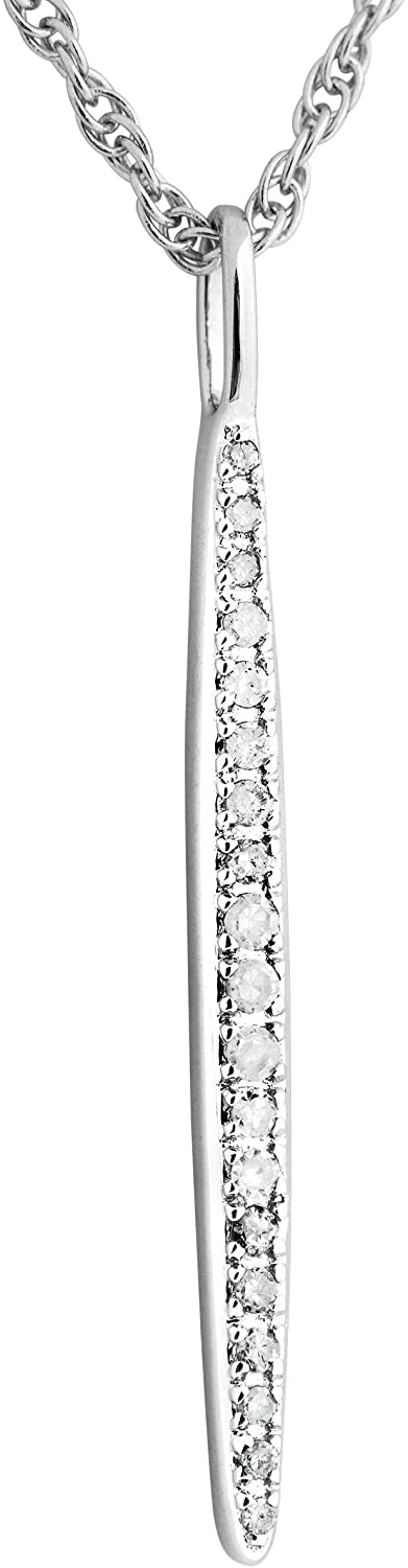 The Men's Jewelry Store (for HER) Diamond Vertical Bar Pendant Necklace, Rhodium Plated Sterling Silver, 18"