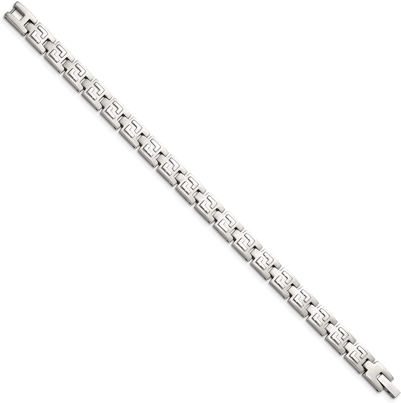 Men's Brushed and Polished Stainless Steel 8mm link Bracelet, 8.5 Inches