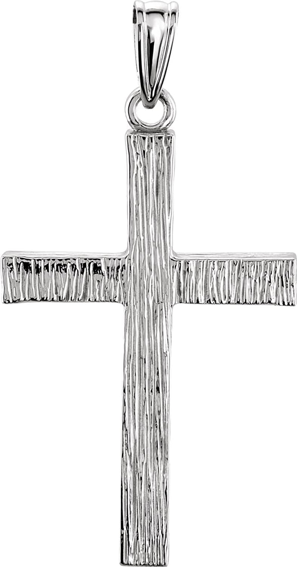 Rugged Cross Brushed 14k White Gold Pendant (24X16MM)