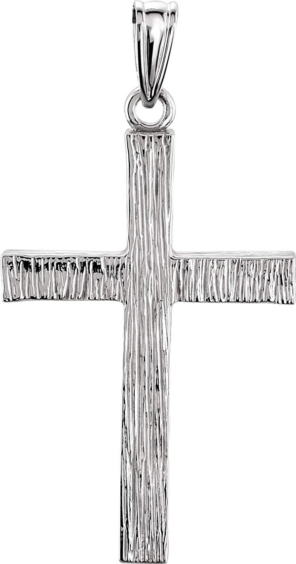 Rugged Cross Brushed Rhodium-Plated 14k White Gold Pendant (30X20MM)