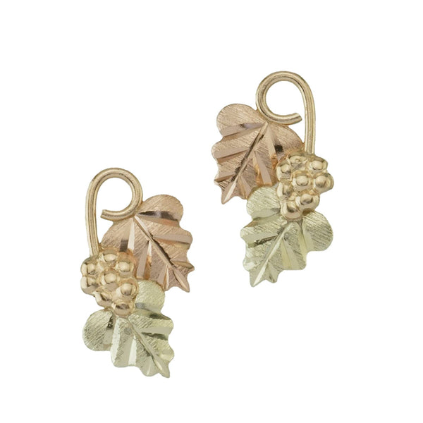 Grape Cluster Earrings, 10k Yellow Gold, 12k Green Gold, 12k Rose Gold Black Hills Gold