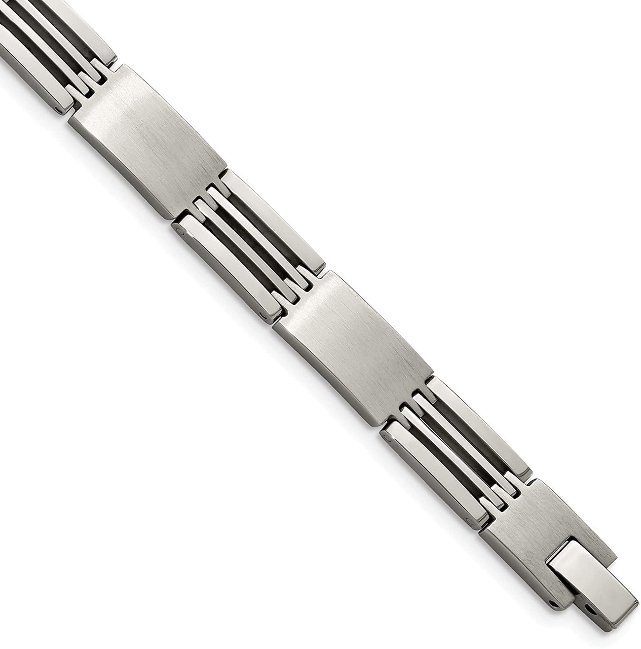 Men's Brushed and Polished Stainless Steel 8mm Link Bracelet, 8.5 Inches