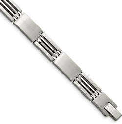 Men's Brushed and Polished Stainless Steel 8mm Link Bracelet, 8.5 Inches