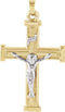 Two-Tone Hollow Tubular Crucifix 14k Yellow and White Gold Pendant (32X23MM)