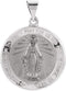 14k White Gold Round Hollow Miraculous Medal (18.25 MM)