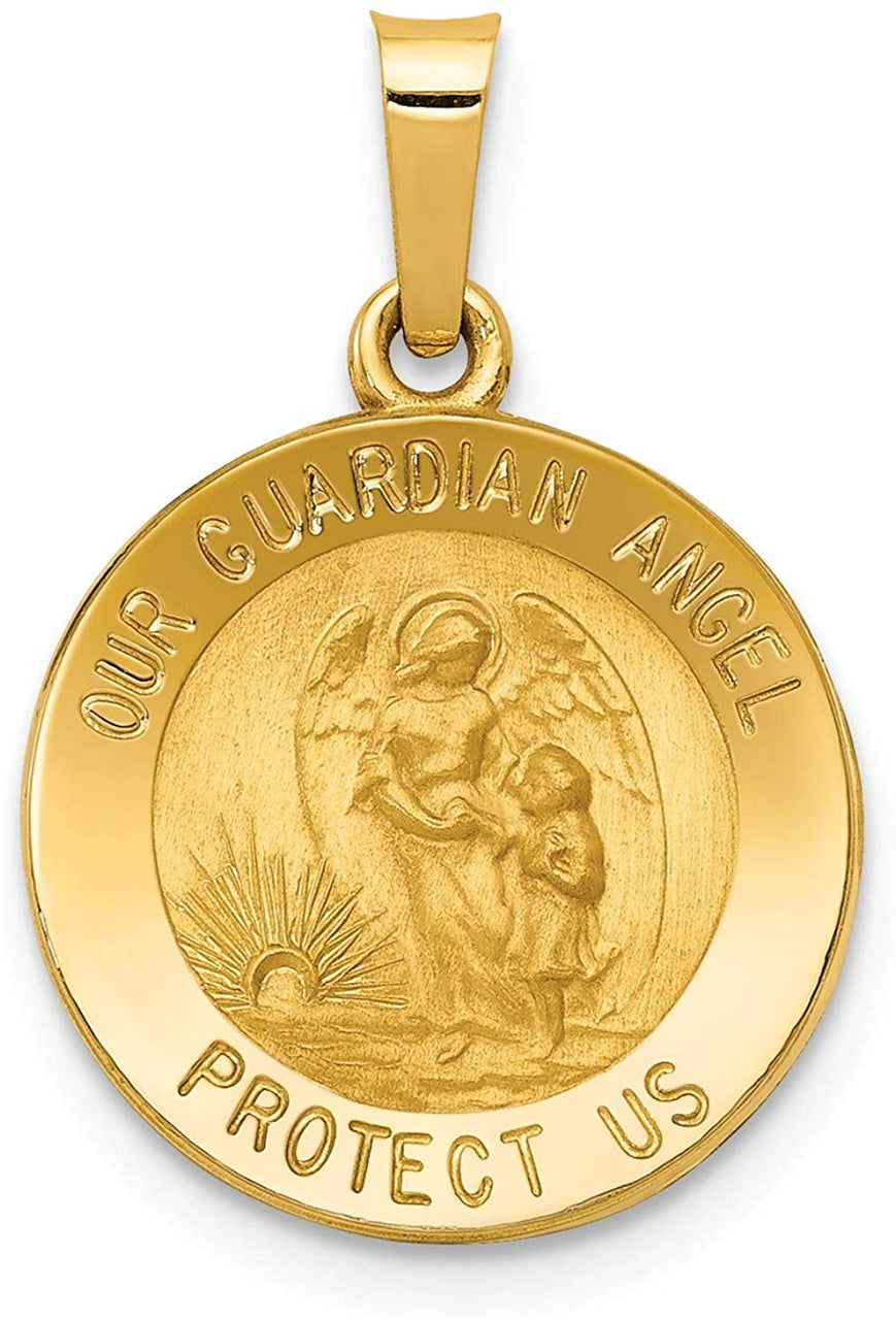 14k Yellow Gold Our Guardian Angel Medal Pendant (17X15MM)