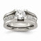 Womens Titanium and Sterling Silver CZ Cathedral Ring