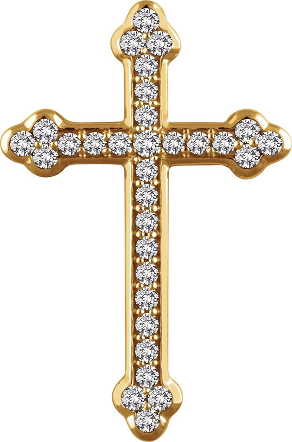 Diamond Botonée Cross 14k Yellow Gold Pendant (.75 Ctw, H+ Color, I1 Clarity)