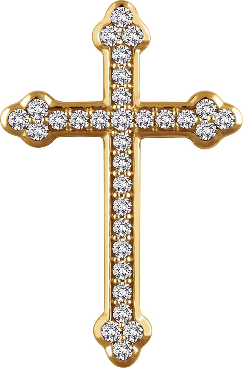 Diamond Botonée Cross 14k Yellow Gold Pendant (.75 Ctw, H+ Color, I1 Clarity)