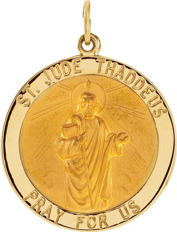 14k Yellow Gold Round St. Jude Thaddeus Medal (25MM)