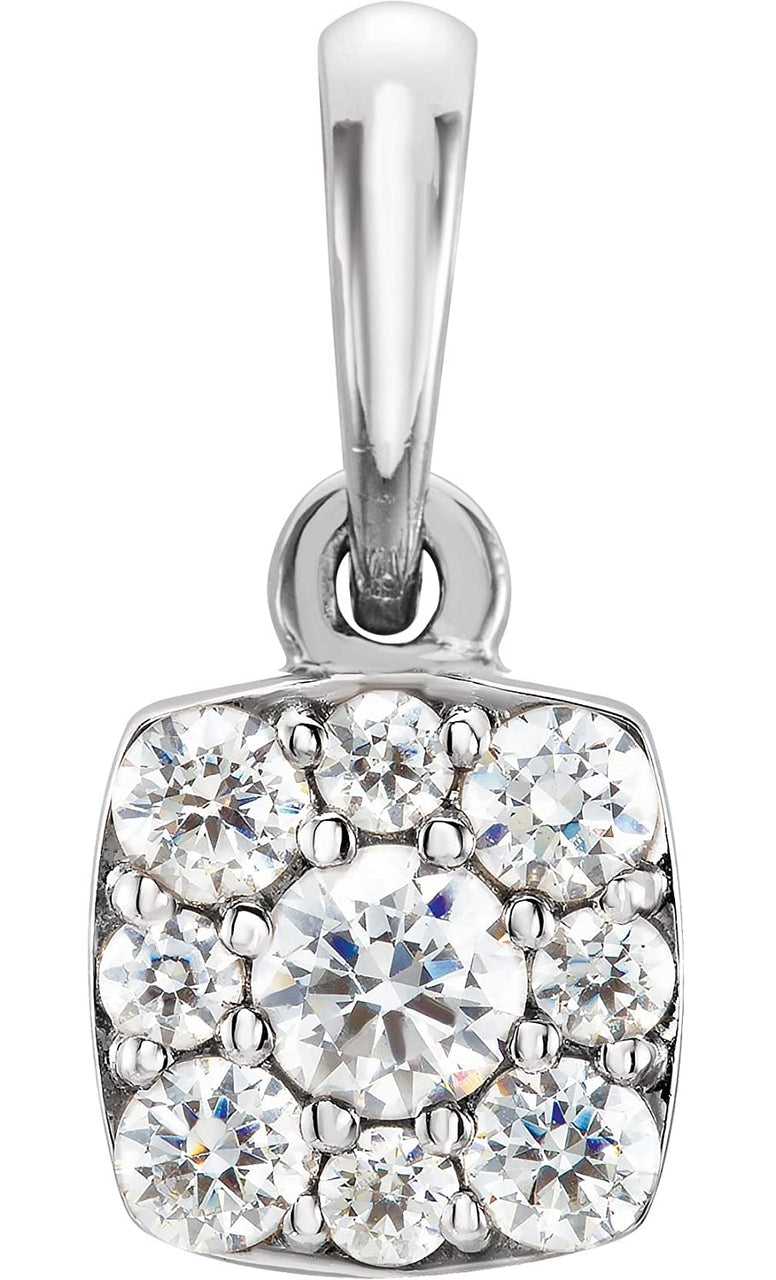 Diamond Cluster Pendant, Rhodium-Plated 14k White Gold (.25 Ctw, GH Color, I1 Clarity)