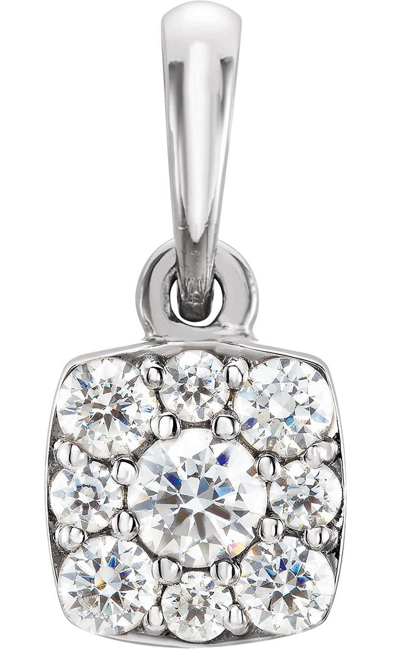 Diamond Cluster Pendant, Rhodium-Plated 14k White Gold (.25 Ctw, GH Color, I1 Clarity)