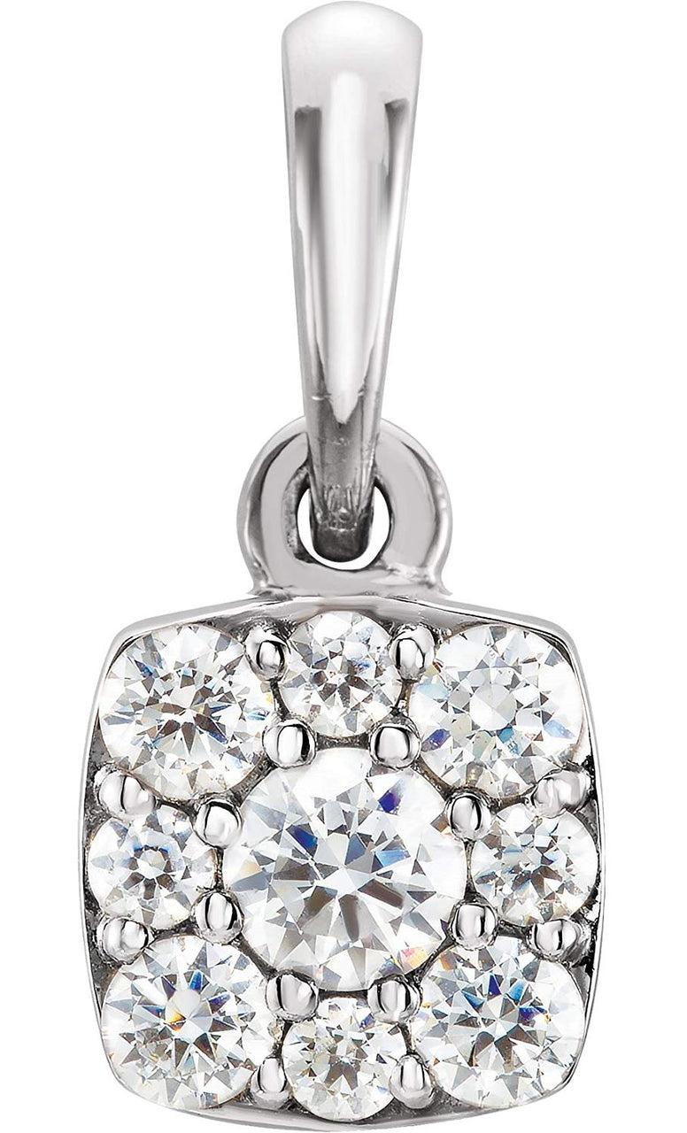 Platinum Diamond Cluster Pendant (.25 Ctw, GH Color, SI2-SI3 Clarity)