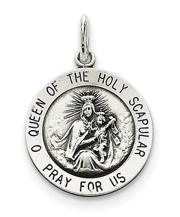 Sterling Silver Queen Of The Holy Scapular Medal (26X20MM)