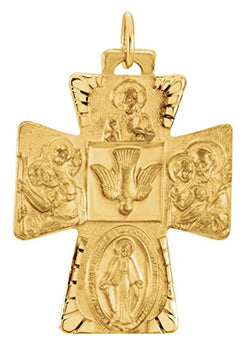 14k Yellow Gold Four Way Cross Medal (28.00X23.50 MM)