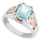 March Birthstone Created Aquamarine Ring, Sterling Silver, 12k Green and Rose Gold Black Hills Silver Motif