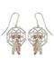 Dream Catcher Earrings, Sterling Silver, 12k Green and Rose Gold Black Hills Gold Motif