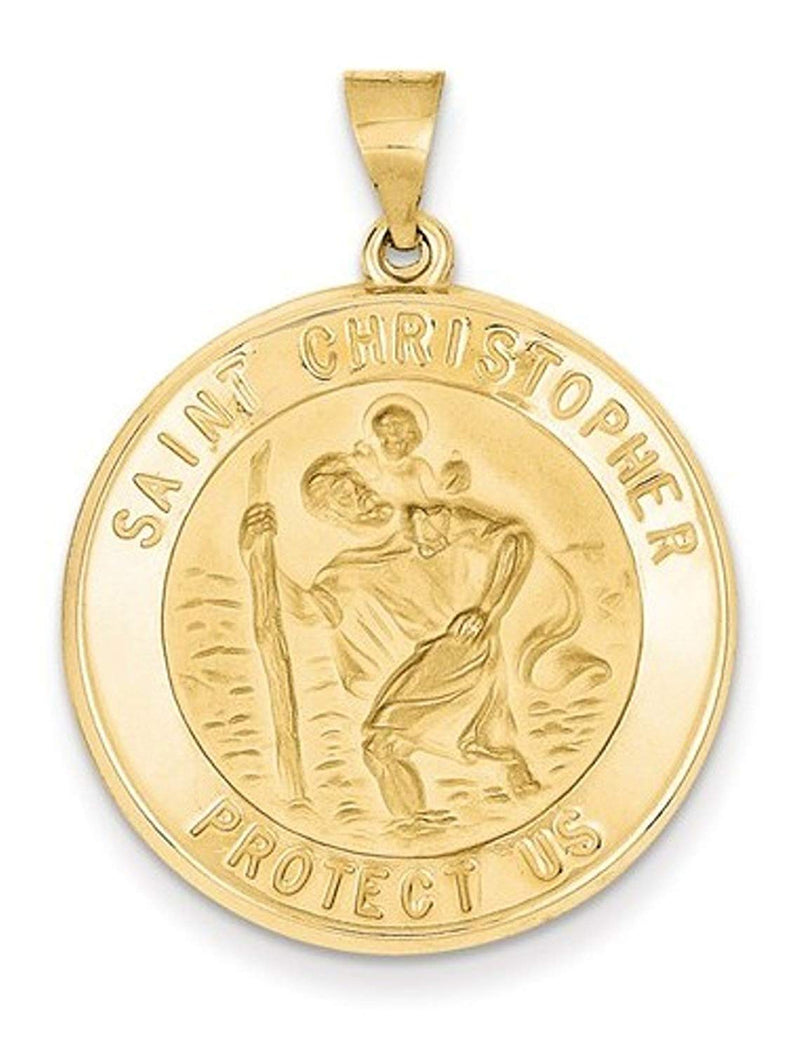 14k Yellow Gold St. Christopher Medal Pendant (35X26MM)