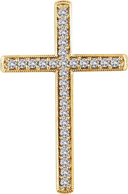 Diamond Chapel Cross Rhodium-Plated 14k Yellow Gold Pendant (.75 Ctw, H+ Color, I1 Clarity)