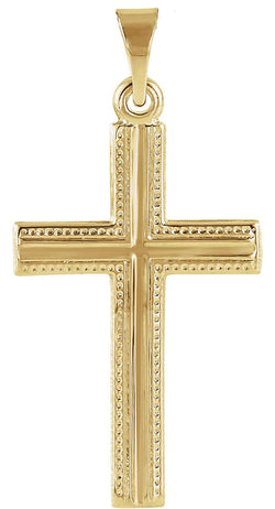 Granulated Bead Inlay Cross 14k Yellow Gold Pendant(21x13.5MM)