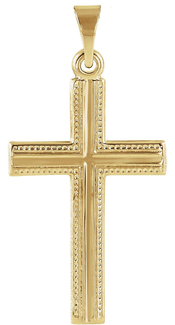 Childrens 14k Yellow Gold Miligrain Cross Pendant