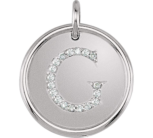 Diamond Initial "G" Pendant, Sterling Silver (0.1 Ctw, Color G-H, Clarity I1 )