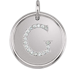 Diamond Initial "G" Pendant, Rhodium-Plated 14k White Gold (0.1 Ctw, Color G-H, Clarity I1 )