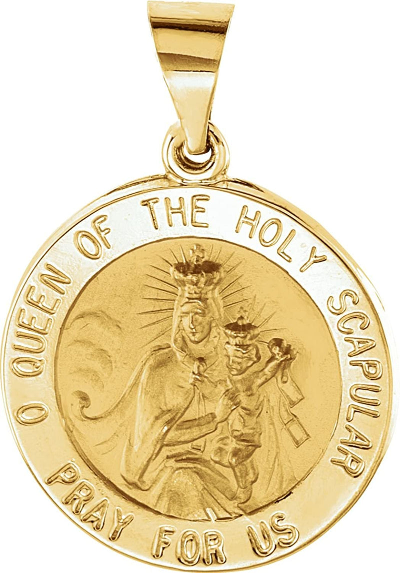 14k Yellow Gold Round Hollow Scapular Medal (14.75 MM)