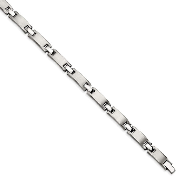 Men's Brushed and Polished Stainless Steel 7mm Link Bracelet, 8.5 Inches