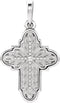 Ornate Leaf Cross Rhodium-Plated 14k White Gold Pendant (19.00X13.70 MM)