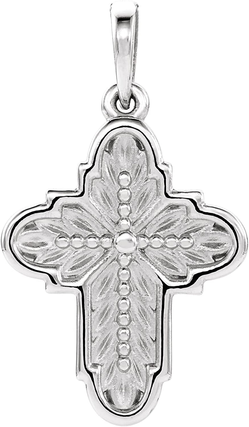 Ornate Leaf Cross Sterling Silver Pendant (19.00X13.70 MM)