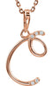 5-Stone Diamond Letter 'C' Initial 14k Rose Gold Pendant Necklace, 18" (.03 Cttw, GH, I1)