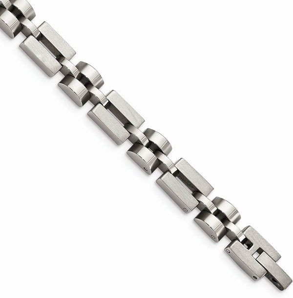 Men's Brushed and Polished Stainless Steel 9mm Bracelet, 8.25 Inches