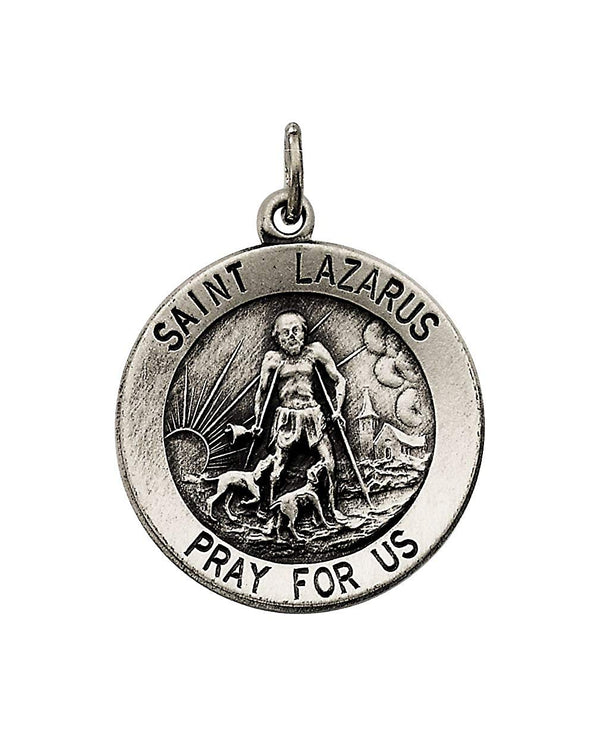 Sterling Silver Round St. Lazarus Medal (18.5MM)