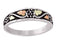 Men's Antiqued Wedding Band, Sterling Silver, 12k Green and Rose Gold Black Hills Gold Motif