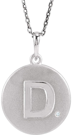 Diamond Letter 'D' Initial Sterling Silver Pendant Necklace, 18" (.005 Ct, GH Color, I2 Clarity)