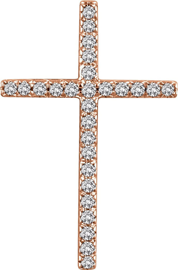 Diamond Latin Cross Pendant, 14k Rose Gold (.33 Ctw, H+ Color, I1 Clarity)