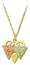 Heart Leaves and Grapes Necklace, 10k Yellow Gold, 12k Green and Rose Gold Black Hills Gold Motif, 18''