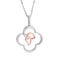 Quatrefoil Leaf Pendant Necklace, Rhodium Plated Sterling Silver, 10k Rose Gold, 18" to 22"