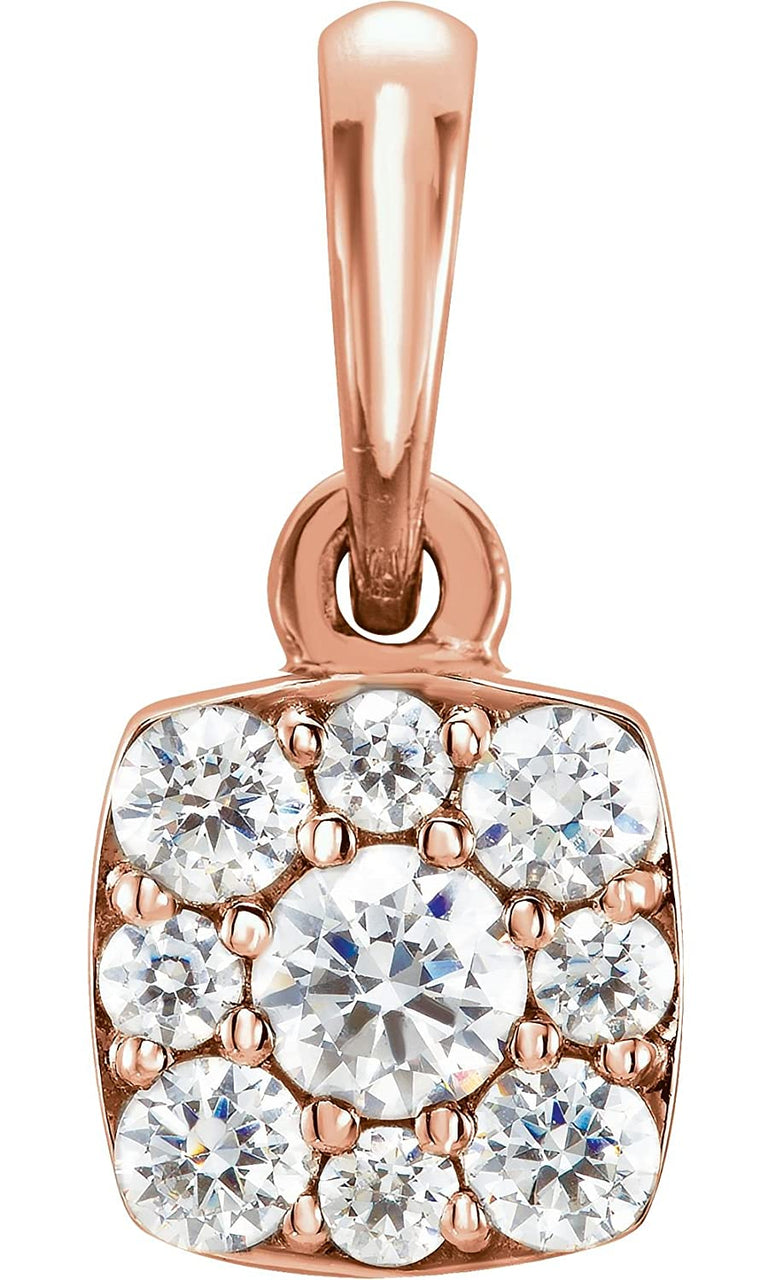 Diamond Cluster Pendant, 14k Rose Gold (.25 Ctw, GH Color, I1 Clarity)