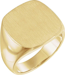 Men's Closed Back Signet Semi-Polished 10k Yellow Gold Ring (18mm) Size 11
