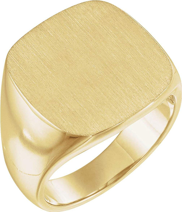 Men's Closed Back Signet Semi-Polished 10k Yellow Gold Ring (18mm) Size 11