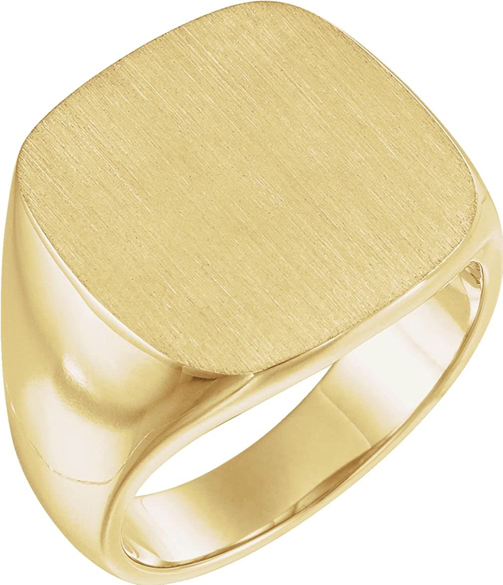 Men's Closed Back Square Signet Ring, 14k Yellow Gold (18mm)