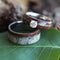 Ladies Diamond, Mother of Pearl, Ironwood 10k White Gold Ring and Men's Deer Antler, Ironwood Titanium Band, Couples Wedding Set, M814-F4