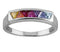 Rainbow Triangle CZ Rhodium-Plated Sterling Silver Ring