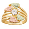 Ave 369 Bypass Leaves Ring with CZ, 10k Yellow Gold, 12k Green and Rose Gold Black Hills Gold Motif